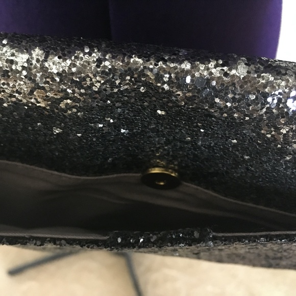 J. Crew Glitter Black Silver Purse Clutch Brand New - Picture 9 of 10